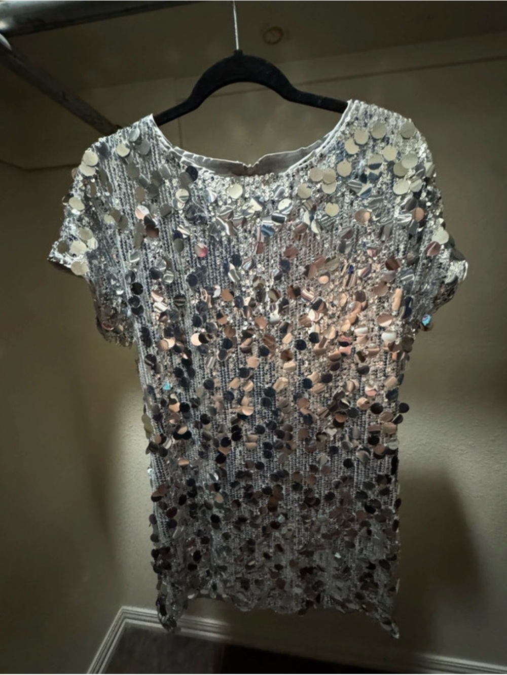Silver Sequin Mini Dress - Shimmering Party Dress